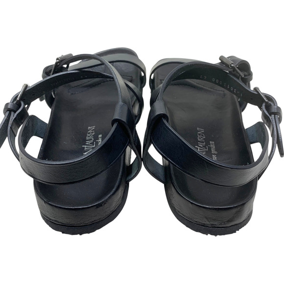 Yves St Laurent Rive Gauche Black Leather Multi Strap Sandals Sz 42 Italy YSL main image 5